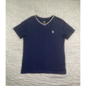 Polo Ralph Lauren Kids Short Sleeve Blue V-Neck Shirt Size 6